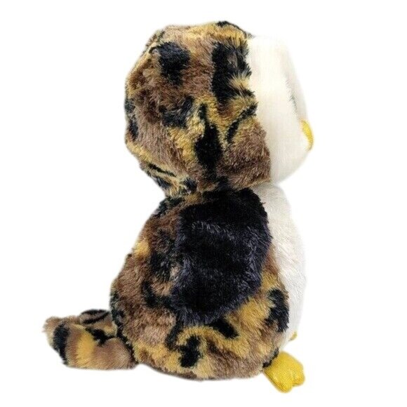Ty Beanie Boos Owliver Owl Plush Brown White 10" Yellow Glitter Eyes Beak 2014 - Picture 5 of 11